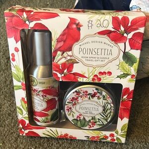 Poinsettia Room Spray & Candle Travel Gift Set - Red